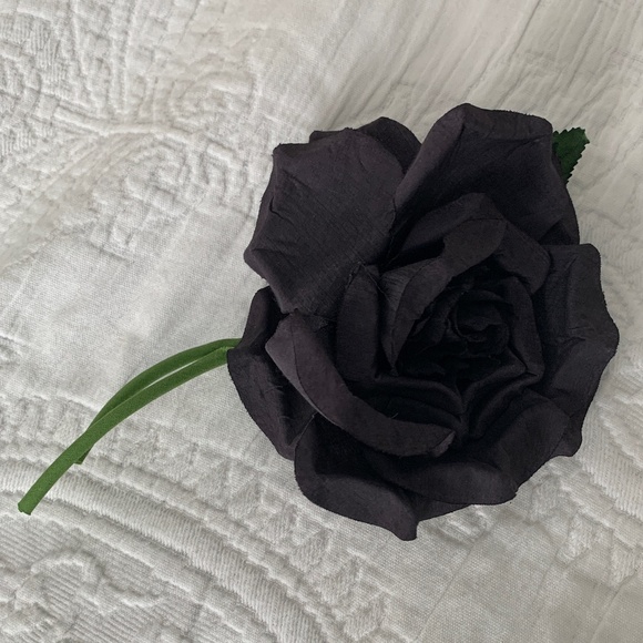 Bonwitt Teller Jewelry - Bonwit Teller - Vintage 1980s Fabric Floral Brooch - Black